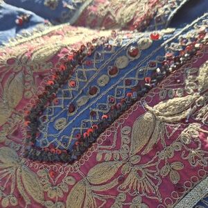 Blue and Pink Embroidered Kurta Set